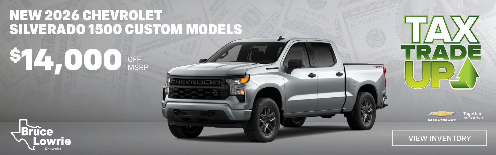 New 2026 Chevy Silverado 1500 Custom Models in Fort Worth 