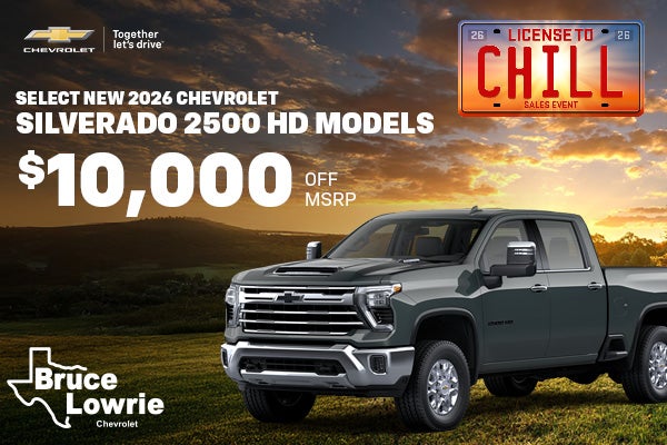Get $10,000 Off MSRP Select New 2026 Chevrolet Silverado HD Models!