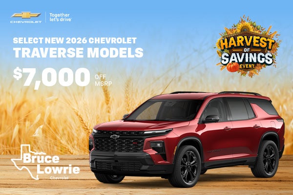 Select New 2026 Chevrolet Traverse Models